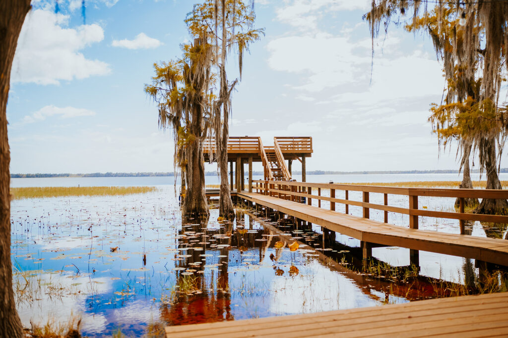 Gentry Pines Venue: Nestled in the heart of St. Cloud, Florida, this rustic-chic wedding destination features 7,000 square feet of open space surrounded by giant oaks draped in Spanish moss. Explore the captivating charm of Gentry Pines, where natural beauty meets timeless elegance.